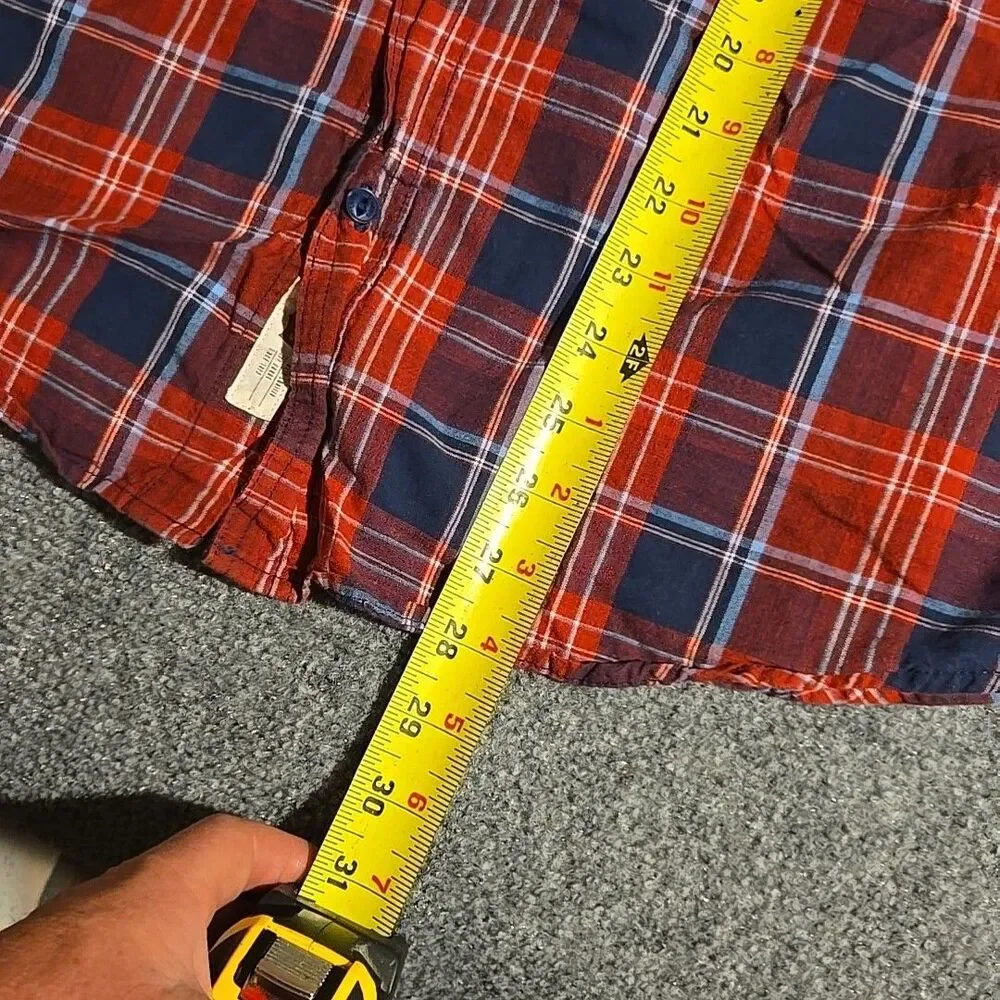 Levi’s Shirt Mens Large Red Plaid Short Sleeve Button Front Pocket Collard
